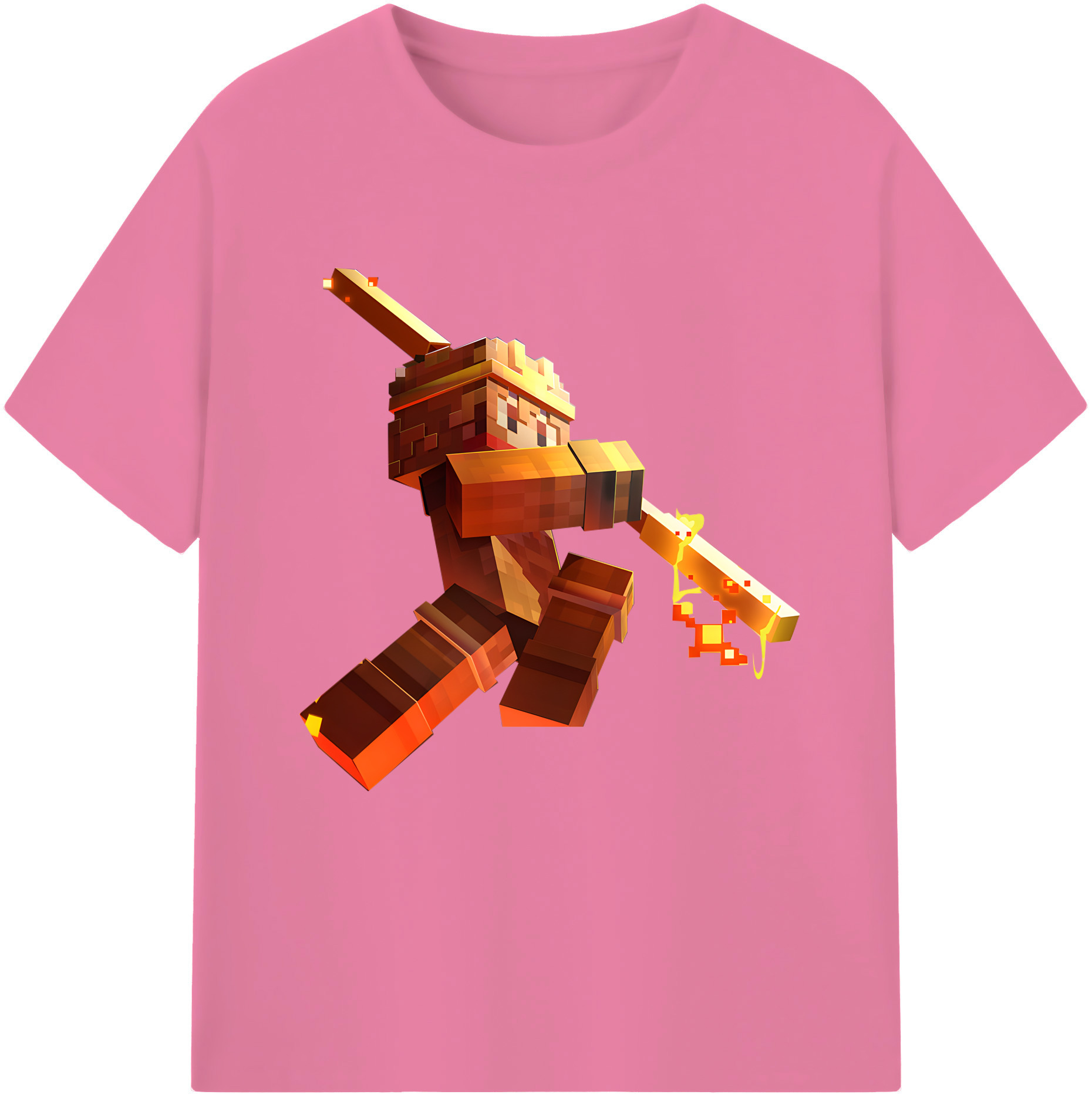 （画像用） マインクラフト ブロックの世界 Minecraft MC Block world 綿100％半袖Tシャツ（フロントプリント）